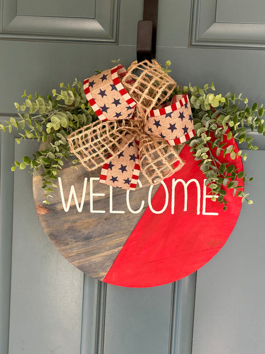 DOOR HANGER – WELCOME WITH STARS/STRIPES